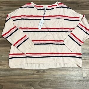 Popsugar Striped Crewneck Pullover Sweater Women’s Size XXL Cream Red Pink Black